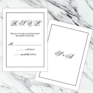 Monogramme minimaliste Noir et Blanc Mariage RSVP