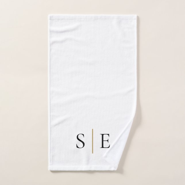 Monogramme minimaliste or noir élégant (Serviette à main)