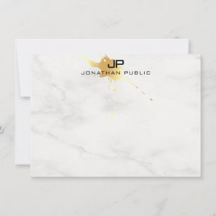 Monogramme Modèle Marbre blanc Elegant Gold Splash
