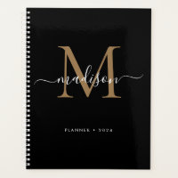 Monogramme moderne Black Gold Girly Nom du script