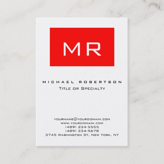 Monogramme moderne blanc Carte de visite de bande  (Devant)