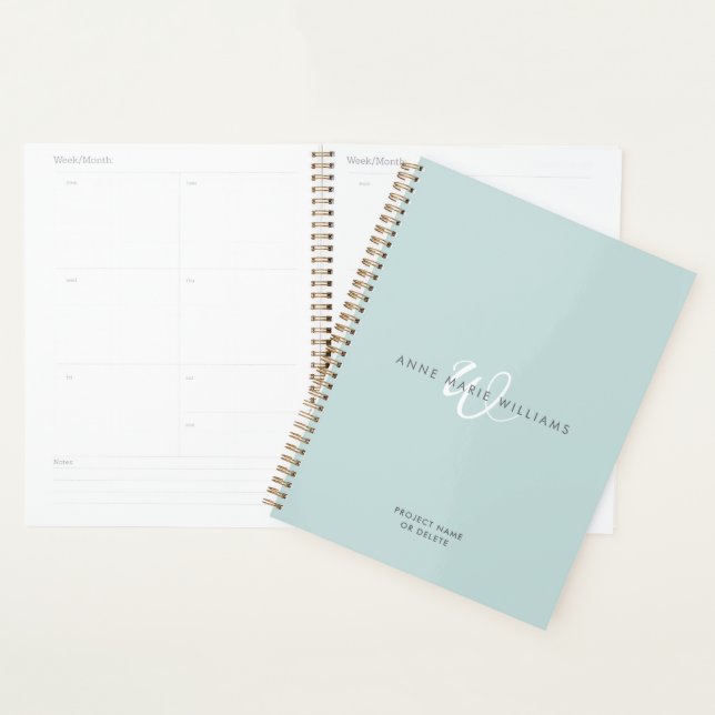 Monogramme Moderne Blanc Écriture Teal (Devant avec enveloppe)