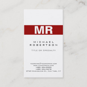 Monogramme moderne blanc rouge Carte de visite pro