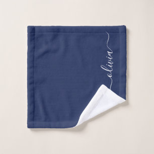 Monogramme moderne bleu marine et blanc