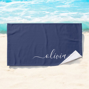 Monogramme moderne bleu marine et blanc