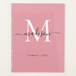 Monogramme moderne Blush Dusty Rose Girly Script 2<br><div class="desc">Monogramme moderne Blush Dusty Rose Girly Elégant élégant Script Nom 2021 Planificateur</div>