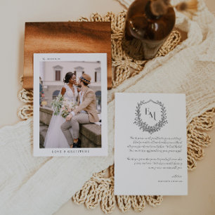 Monogramme moderne Boho   Mariage photo Merci