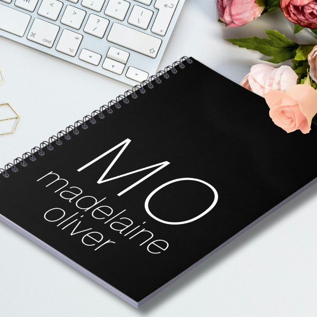 Monogramme moderne Carnet noir et blanc (Créateur téléchargé)