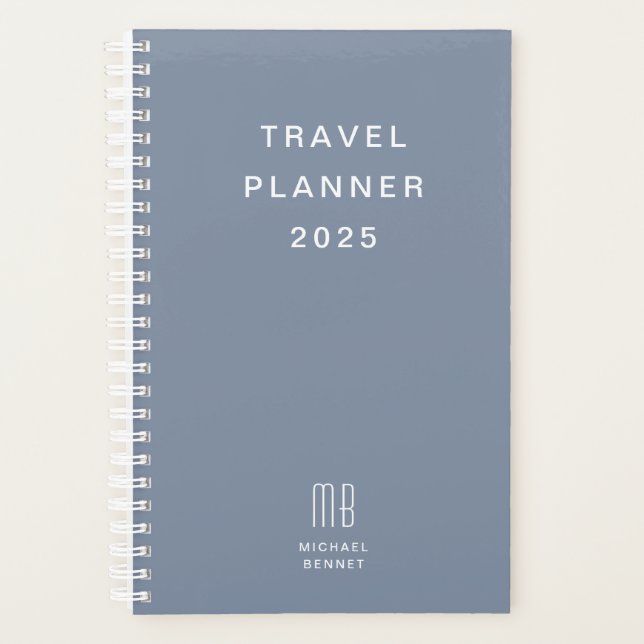 Monogramme moderne Dusty Blue Travel (Devant)