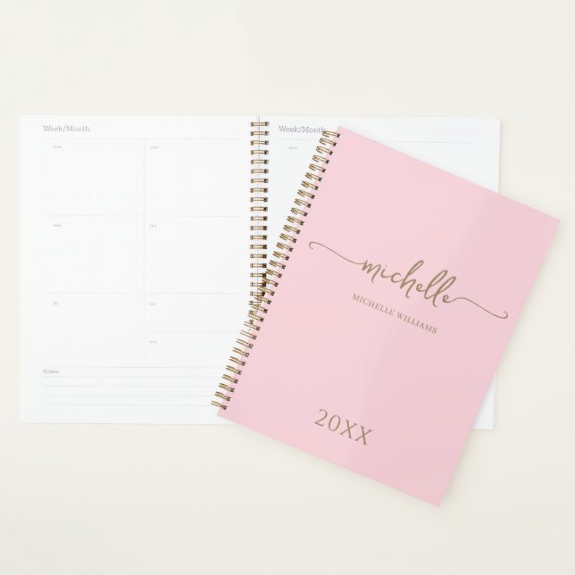 Monogramme Moderne Élégant Rose Doré 2023 (Devant avec enveloppe)