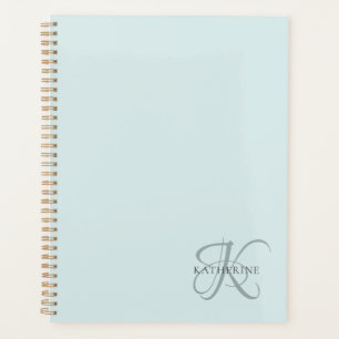 Monogramme moderne élégant Script Aqua Blue