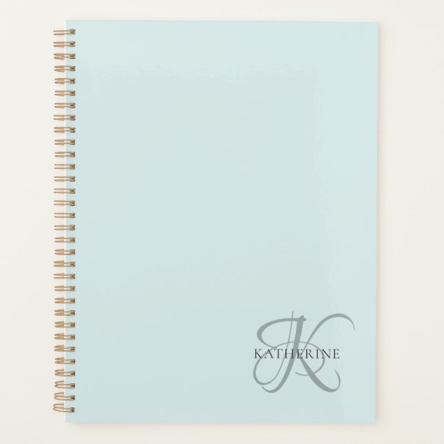 Monogramme moderne élégant Script Aqua Blue (Devant)