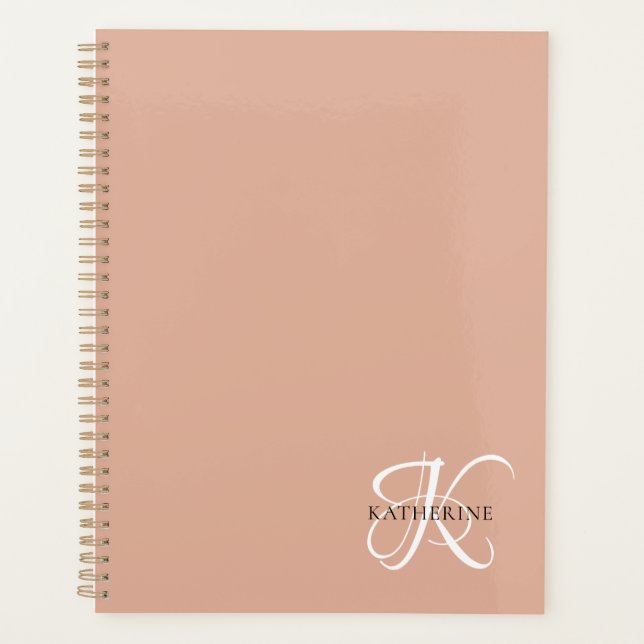 Monogramme moderne élégant Script rose pâle (Devant)