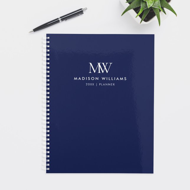 Monogramme Moderne Élégant Simple Bleu Marine (Créateur téléchargé)