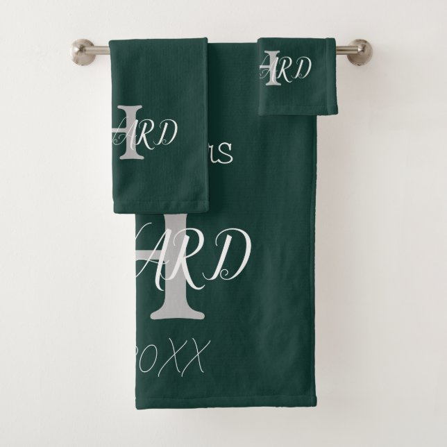 Monogramme moderne Emerald Green Mariage blanc (En situation)