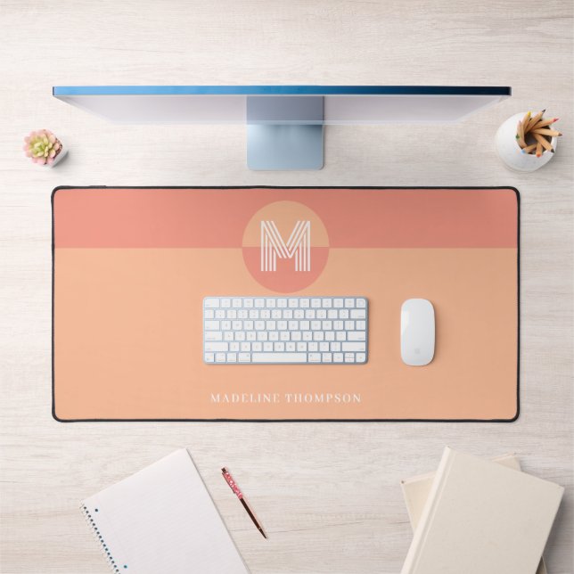 Monogramme moderne géométrique rose chic (Bureau 1)