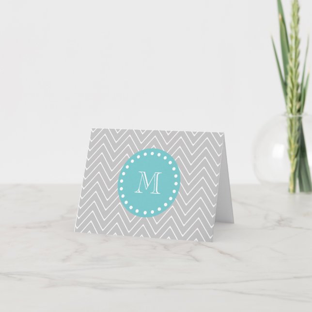 Monogramme moderne gris et turquoise de coutume de (Devant)
