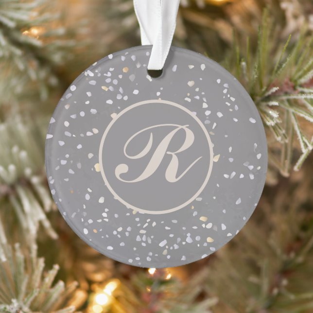 Monogramme Moderne Gris Terrazzo (Arbre)