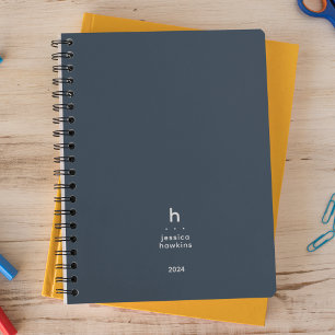 Monogramme moderne Indigo Blue tendance hebdomadai