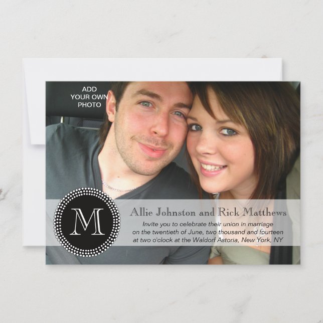 Monogramme moderne - Invitations de mariage photo (Devant)