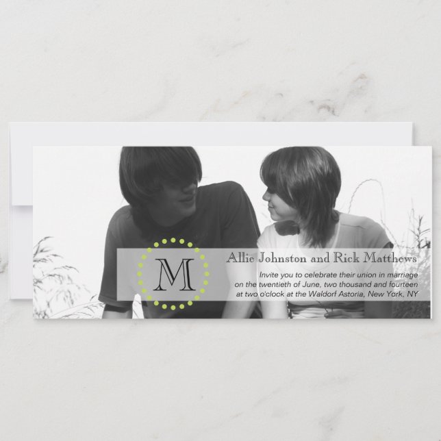 Monogramme moderne Invitations de mariage photo no (Devant)