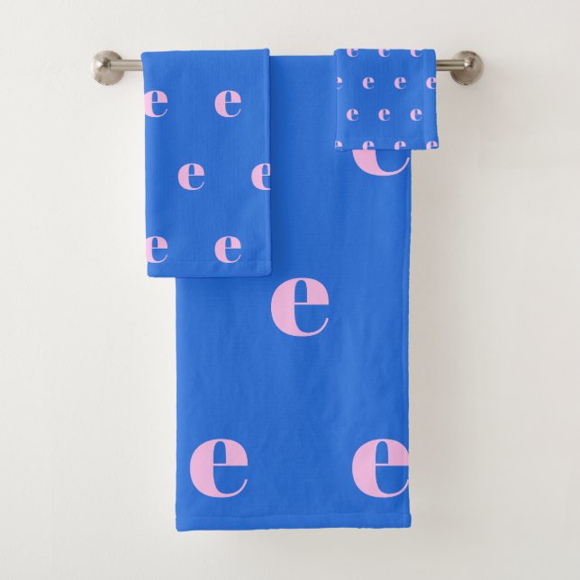Monogramme Moderne Lettre Initiale Bleu Clair Rose (En situation)