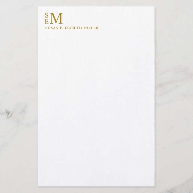 Monogramme moderne Luxe Or Papeterie personnelle (Devant)