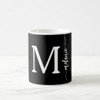 Monogramme moderne main Lettré Mug noir blanc