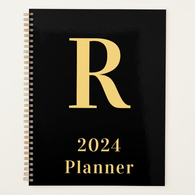 Monogramme moderne minimal Black Gold 2024 (Devant)