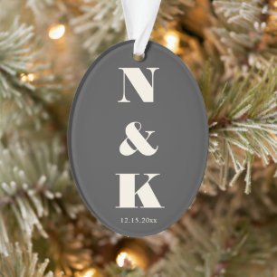 Monogramme Moderne Minimaliste Mariage Noir et Bla