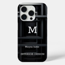 Monogramme moderne minimaliste noir et blanc Coque