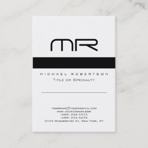 Monogramme moderne noir blanc Carte de visite prop