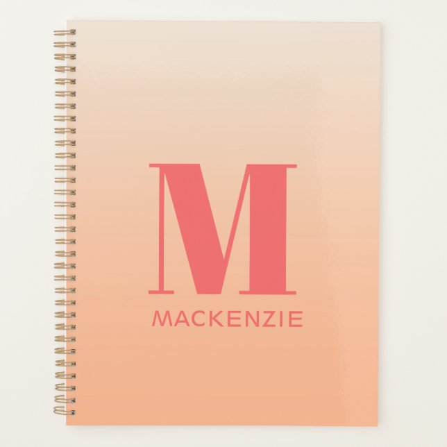 Monogramme moderne Nom initial Peach Gradient (Devant)