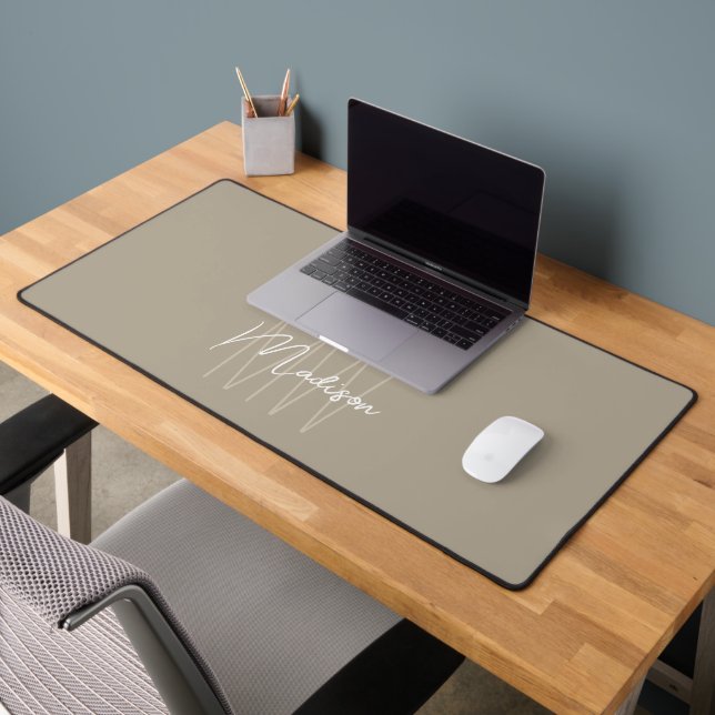 Monogramme moderne Nom Script Beige (Bureau 2)
