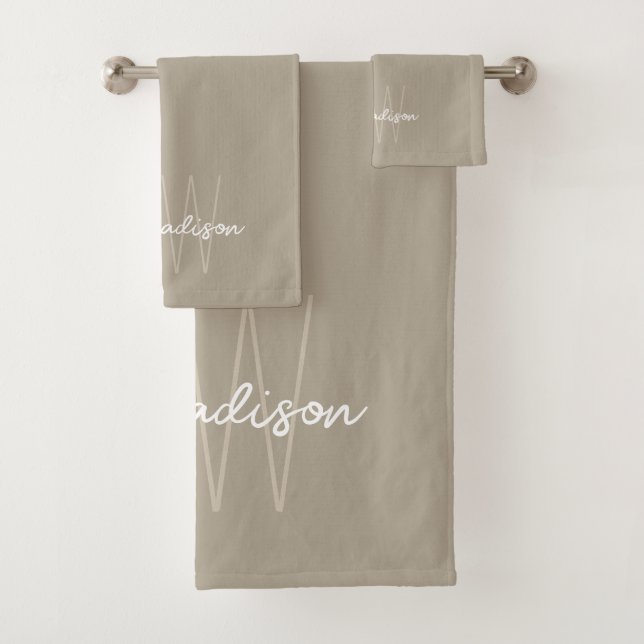 Monogramme moderne Nom Script Beige (En situation)