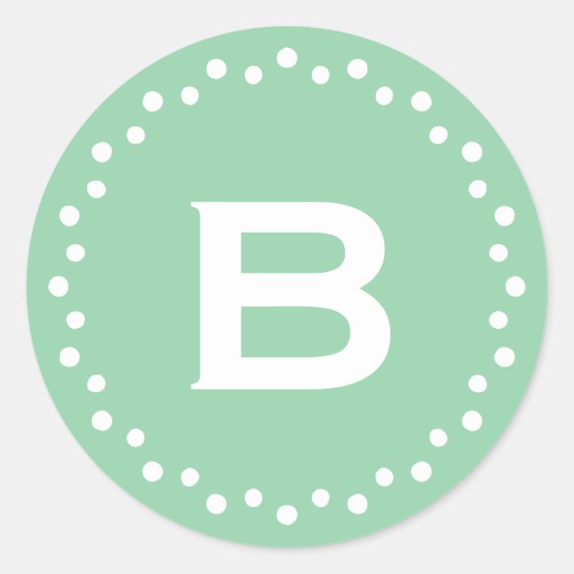 Monogramme Moderne Points Cercle Sticker Étiquette (Devant)