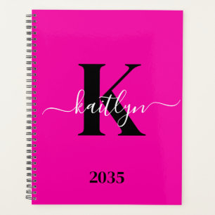 Monogramme moderne rose noir écriture script