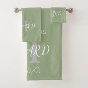 Monogramme moderne Sage Vert Mariage blanc