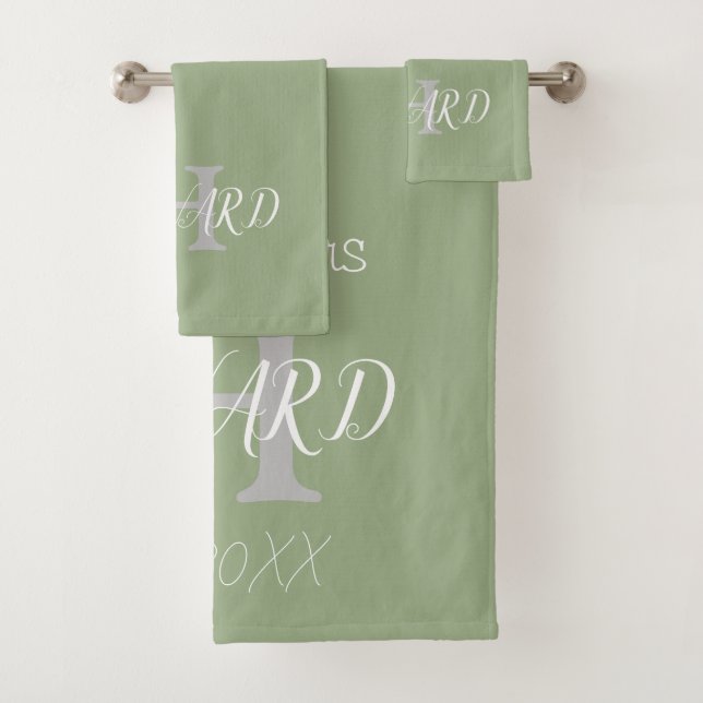 Monogramme moderne Sage Vert Mariage blanc (En situation)