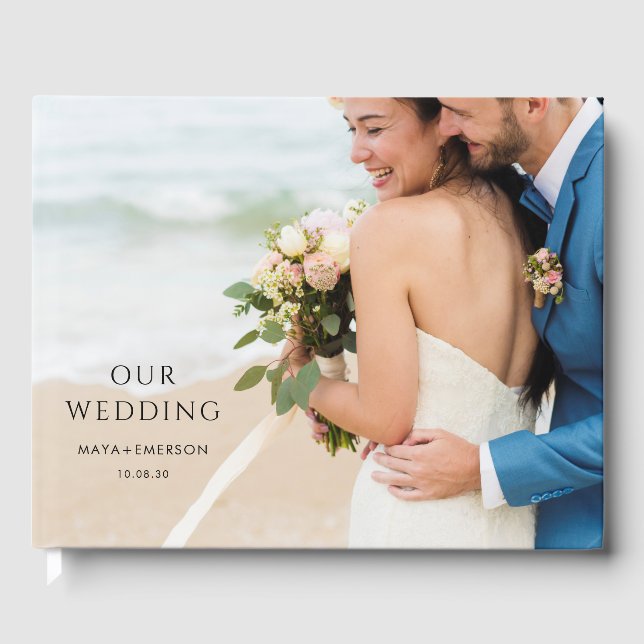 Monogramme moderne simple Mariage photo livre d'hô (Recto)