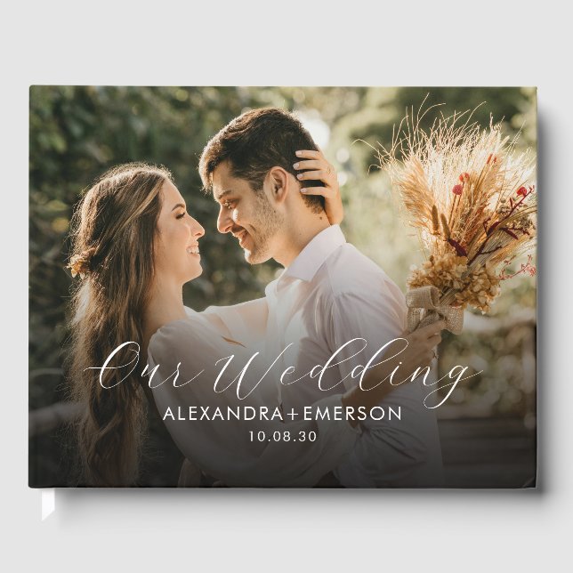 Monogramme moderne simple Mariage photo livre d'hô (Recto)