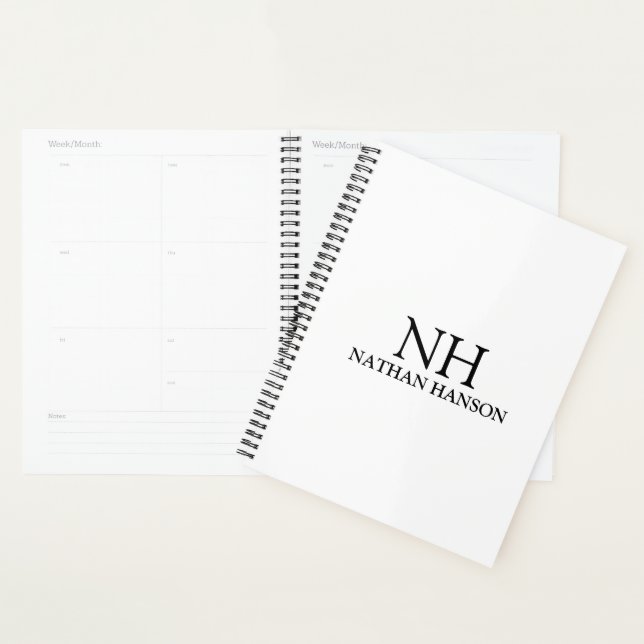 Monogramme Moderne Simple Noir et Blanc (Devant avec enveloppe)