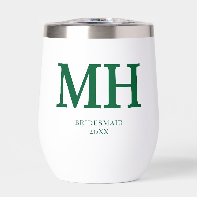 Monogramme moderne vert Chic Bridesmaid (Avant)