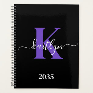 Monogramme Moderne Violet Noir Script