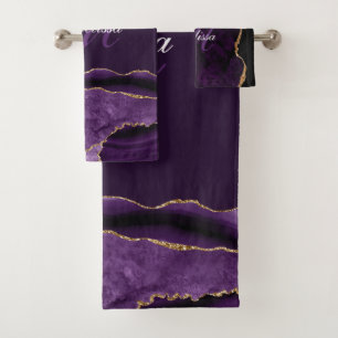 monogramme moderne violet or agate