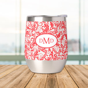 Monogramme Motif à feuille rouge rétro