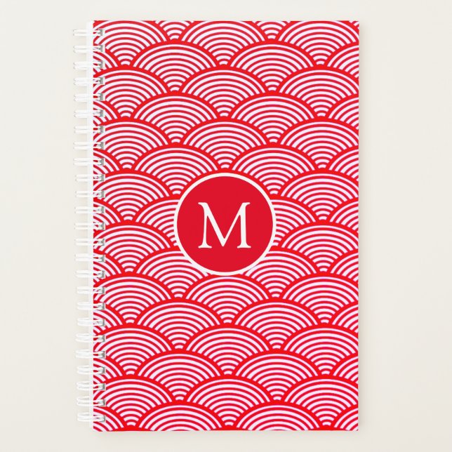 Monogramme Motif de pétoncle rouge et blanc (Devant)