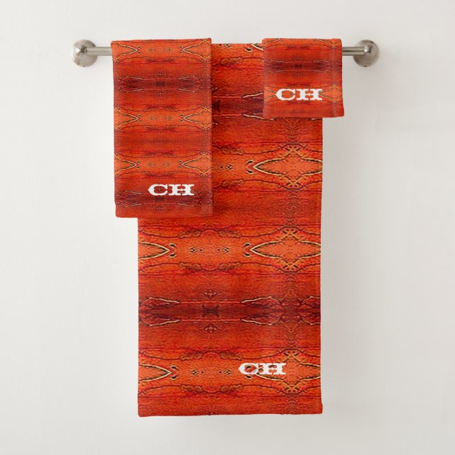 Monogramme motif rayures aztèques orange rustique (En situation)