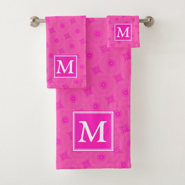 Monogramme motif rose chaud cercles (En situation)