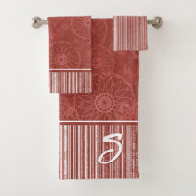 Monogramme Motif rouge et rayures blanches